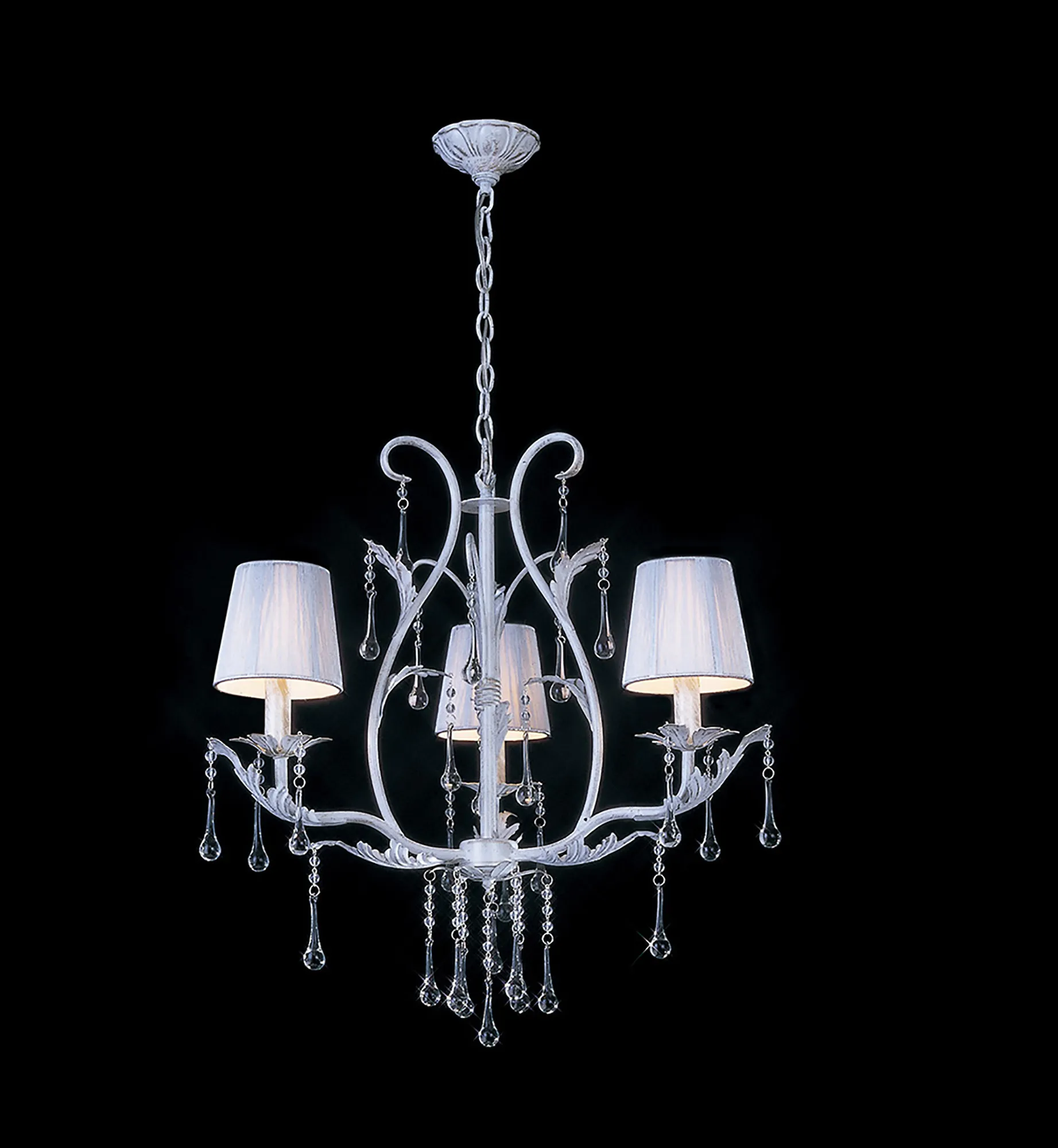 IL40013  Flur Chandelier 3 Light White Gold